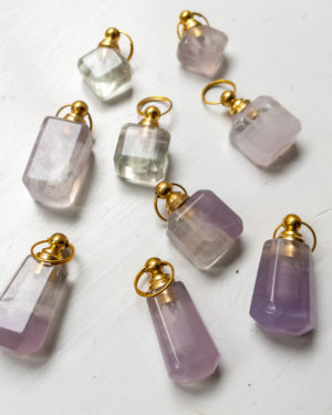 Lavendelfluorit parfymflaska hänge